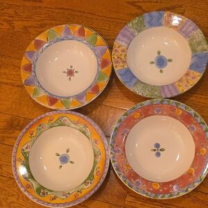 Set Of 4 Sango Sweet Shoppe Rimmed Soup / Pasta Bowls